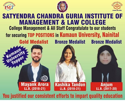 KUMAUN UNIVERSITY TOPPERS FROM S C GURIA LAW COLLEGE